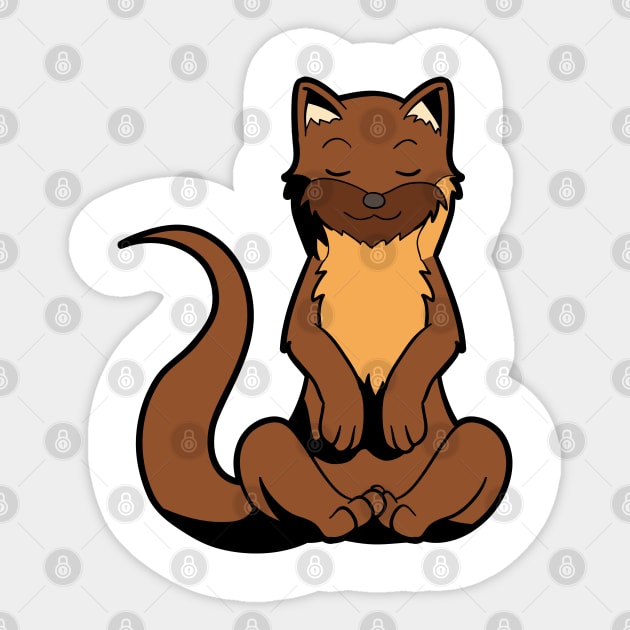 Cartoon ferret meditates with yoga Sticker by Modern Medieval Design